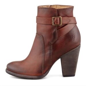 FRYE Patty Riding Bootie Redwood Leather High Heel Boots 7.5